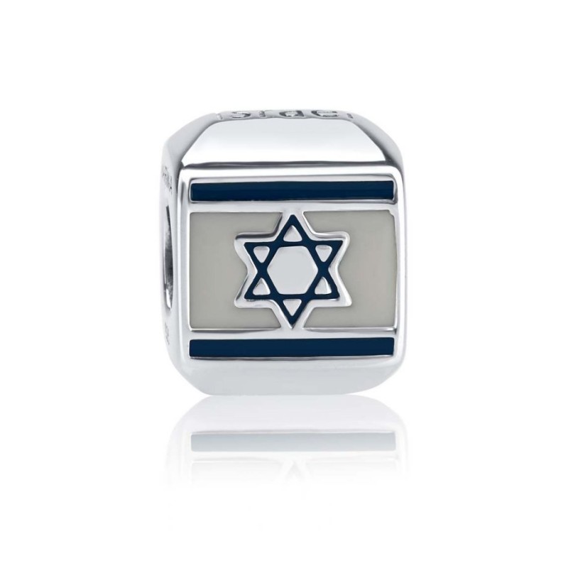 Sterling Silver Square Israel Flag Charm | Judaica Charms