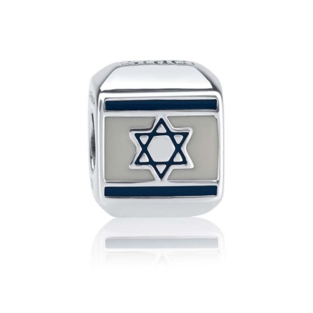 Sterling Silver Square Israel Flag Charm | Judaica Charms