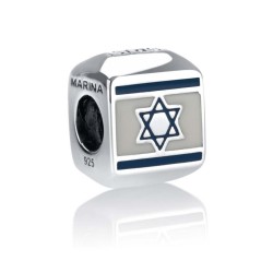 Sterling Silver Square Israel Flag Charm | Judaica Charms