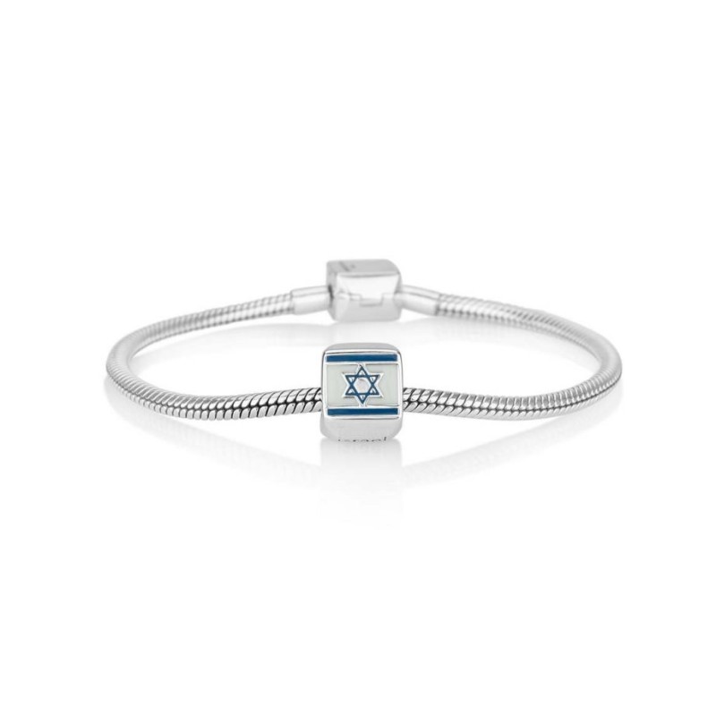 Sterling Silver Square Israel Flag Charm | Judaica Charms