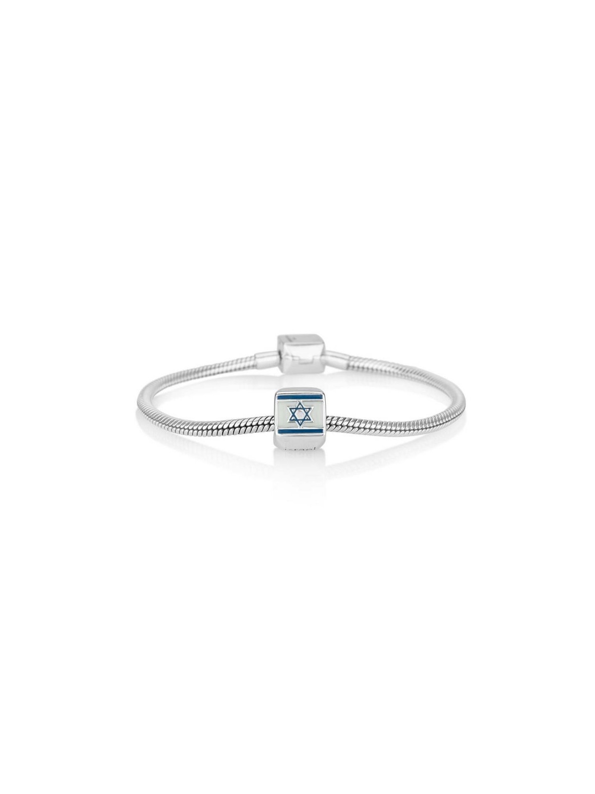 Sterling Silver Square Israel Flag Charm | Judaica Charms