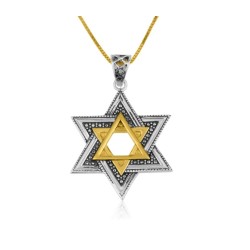 Two Tone Sterling Silver and Gold Plated Star of D... | Jewish Pendant