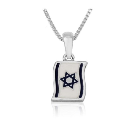 Collier et pendentif en argent sterling bleu et blanc... | Pendentif juif
