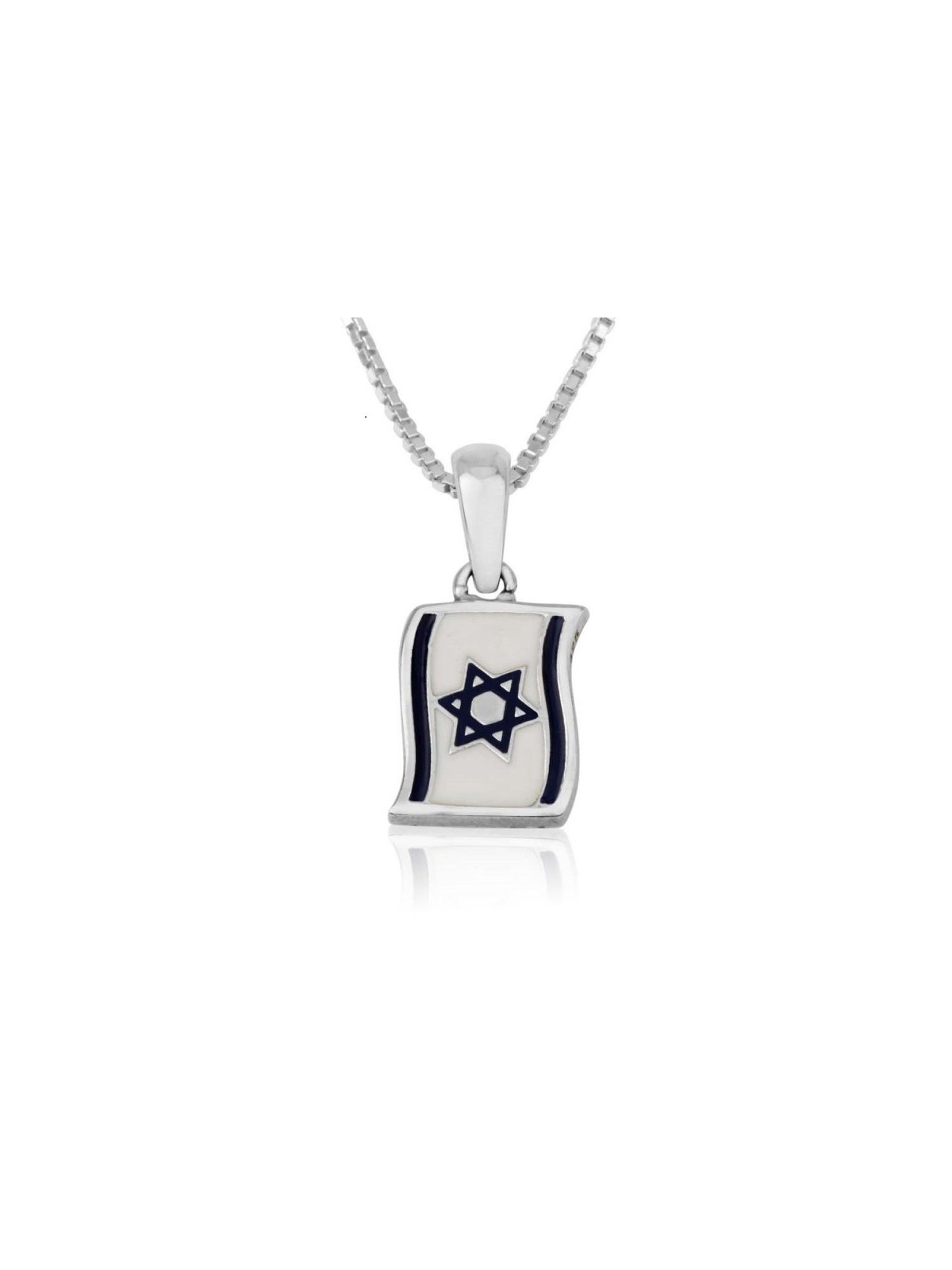 Sterling Silver Necklace and Pendant Blue and Whit... | Jewish Pendant