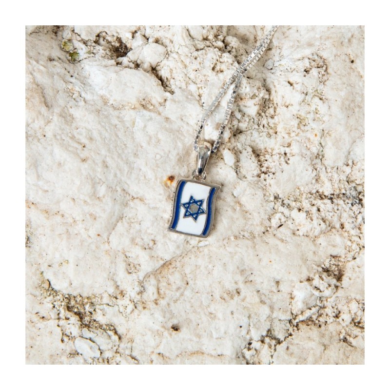 Collier et pendentif en argent sterling bleu et blanc... | Pendentif juif