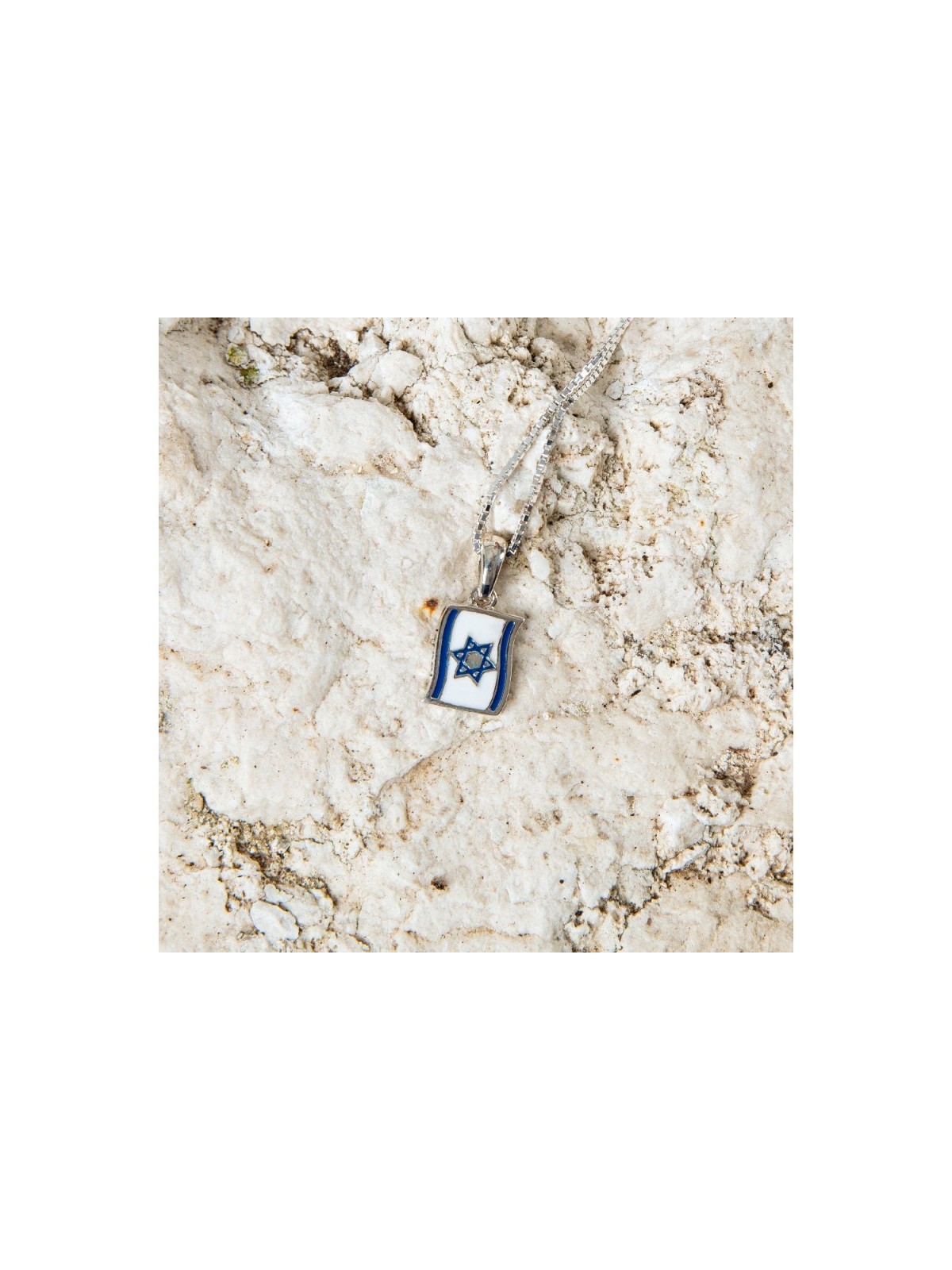 Sterling Silver Necklace and Pendant Blue and Whit... | Jewish Pendant