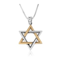 Two Tone Star of David Pendant Sterling S... | Jewish Gift from Israel