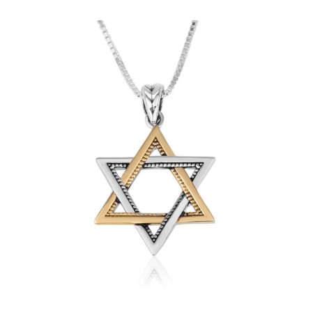 Two Tone Star of David Pendant Sterling S... | Jewish Gift from Israel