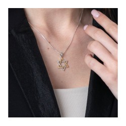 Two Tone Star of David Pendant Sterling S... | Jewish Gift from Israel