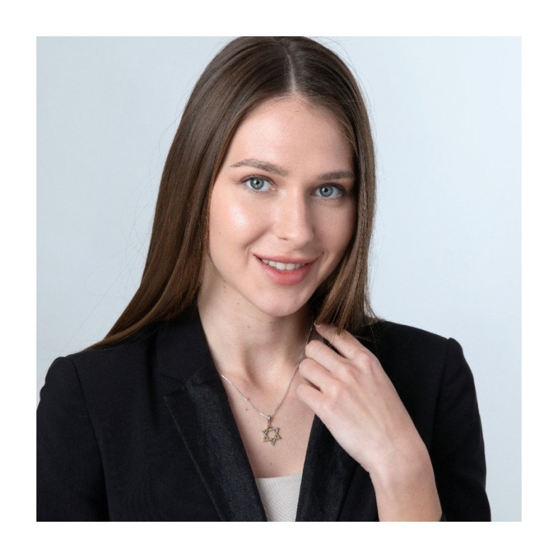 Two Tone Star of David Pendant Sterling S... | Jewish Gift from Israel