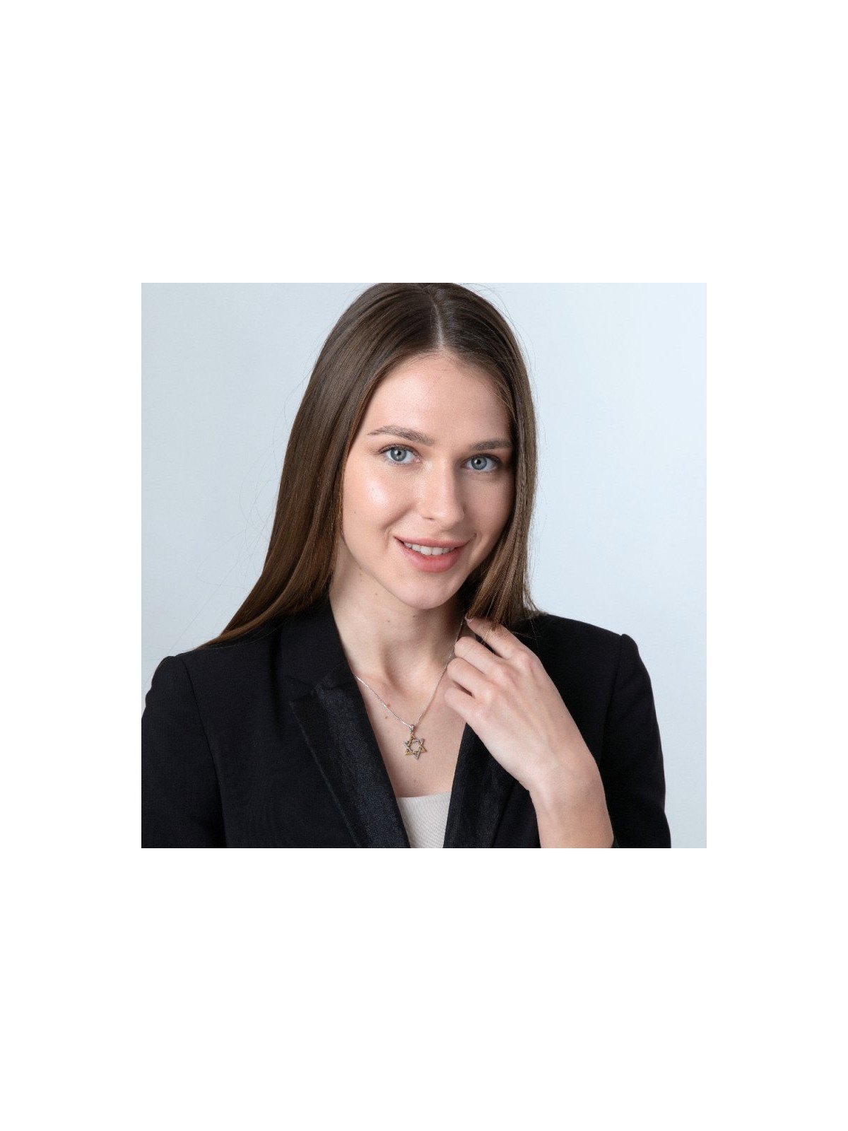 Two Tone Star of David Pendant Sterling S... | Jewish Gift from Israel