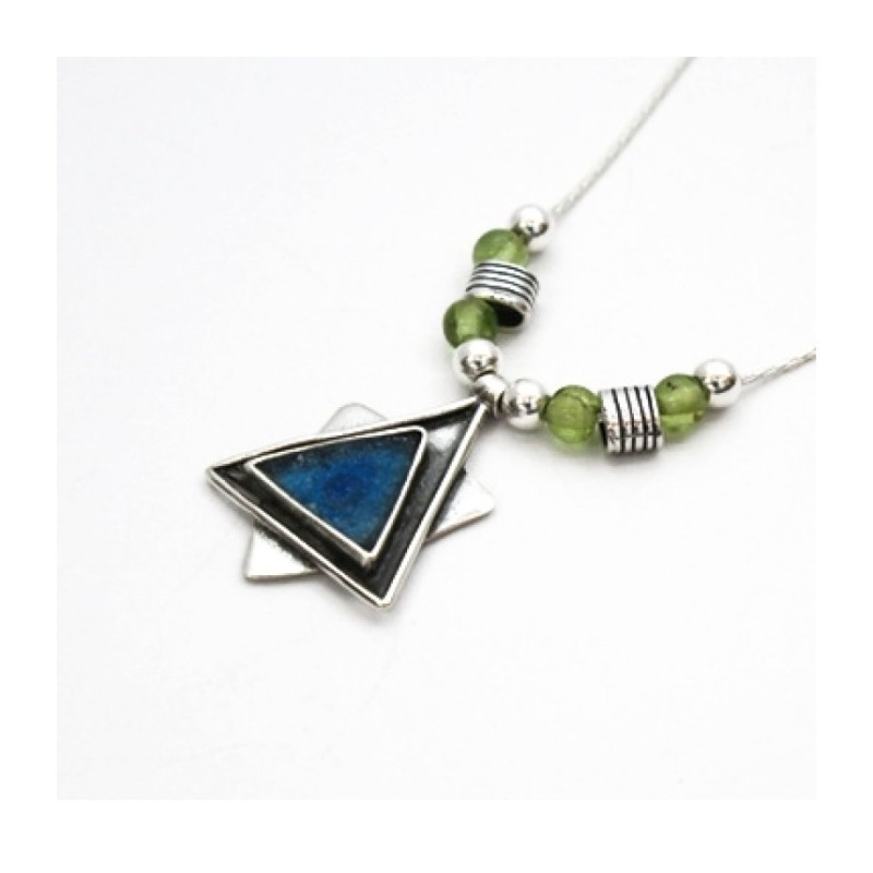 Collier en argent Michal Kirat avec verre romain... | Colliers en verre romain
