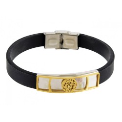 Bracelet en caoutchouc noir avec deux anneaux... | Bracelets - jusqu'à 10 $