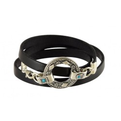 Golan Leather Triple Wrap Men Bracelet Silver Hamsa H... | Men Jewelry