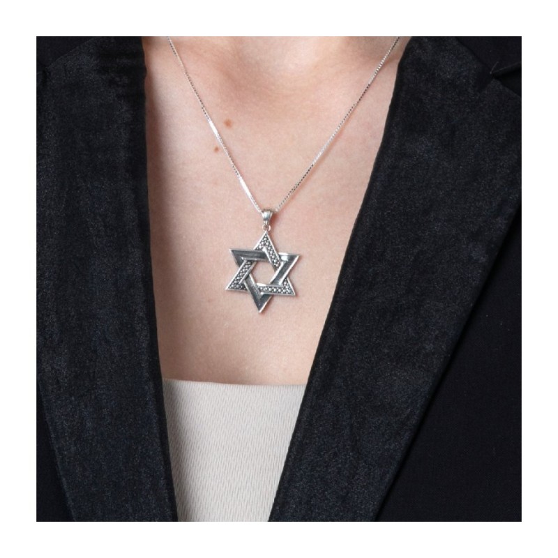 Sterling Silver Necklace Star of David Pe... | Jewish Gift from Israel