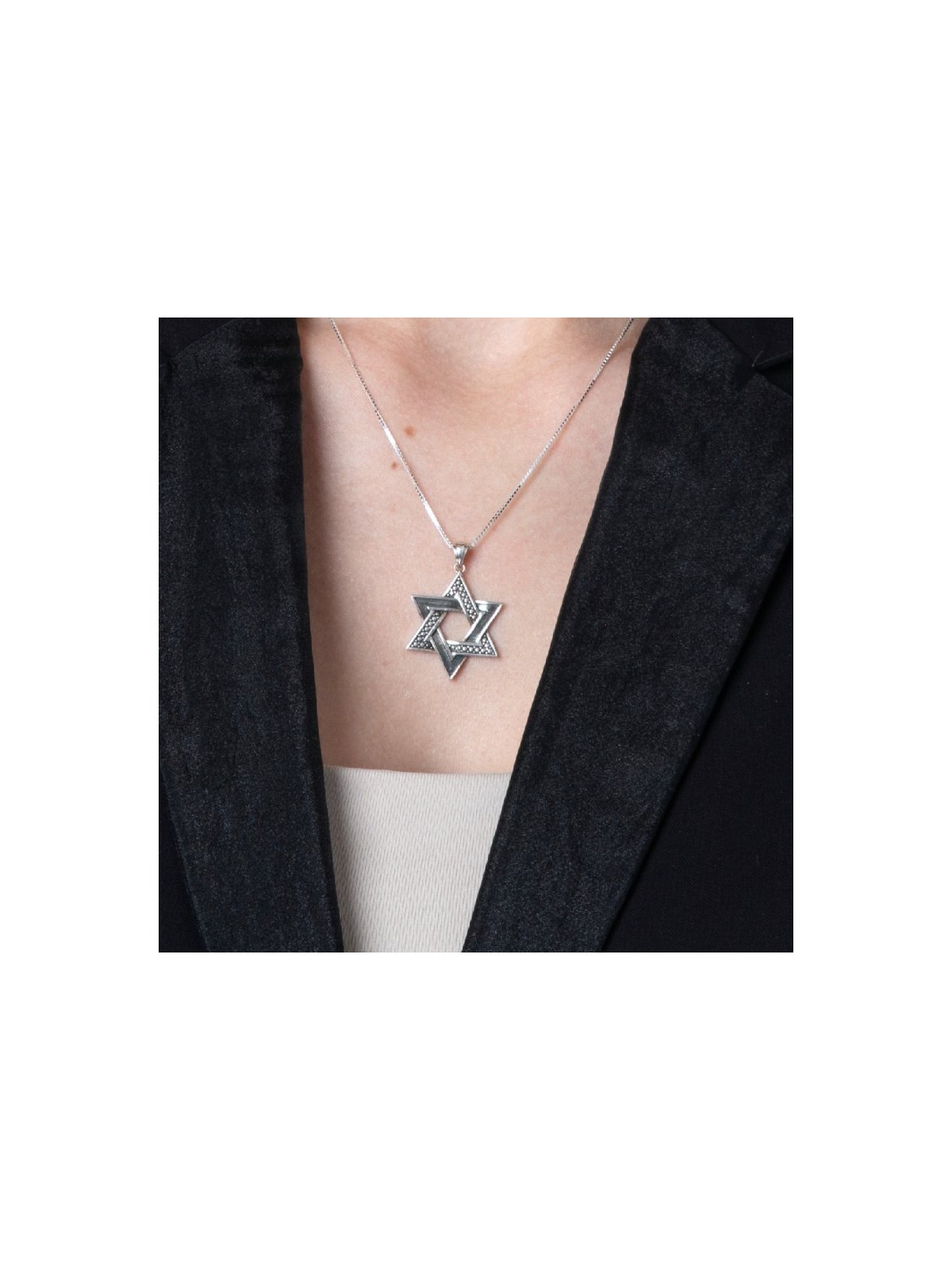 Sterling Silver Necklace Star of David Pe... | Jewish Gift from Israel