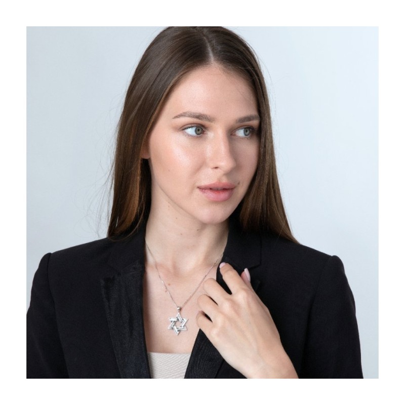 Sterling Silver Necklace Star of David Pe... | Jewish Gift from Israel