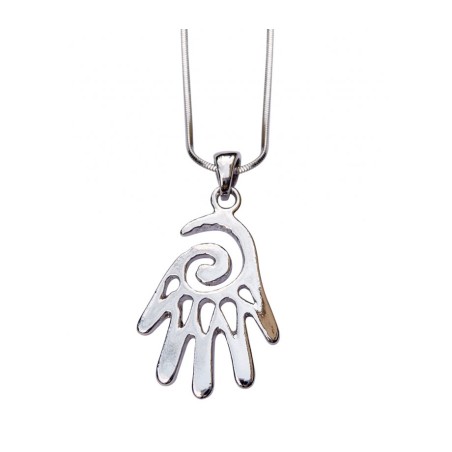 Collier Pendentif Rhodium Main Ouverte Hamsa Argent | Collier Hamsa