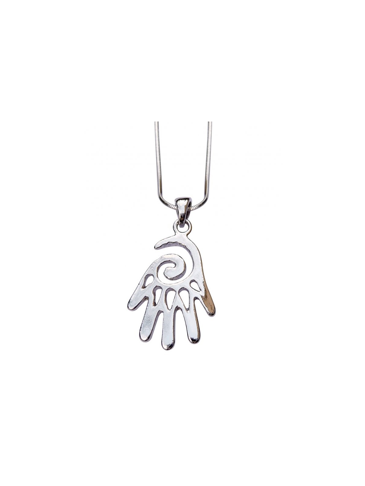 Collier Pendentif Rhodium Main Ouverte Hamsa Argent | Collier Hamsa