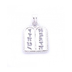 Ten Commandments Tablet Pendant Rhodium Plated Gol... | Jewish Pendant