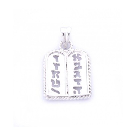 Ten Commandments Tablet Pendant Rhodium Plated Gol... | Jewish Pendant