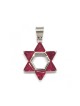 Rhodium Red Stone Pendant Star of David | Jewish Gift from Israel