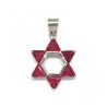 Rhodium Red Stone Pendant Star of David | Jewish Gift from Israel
