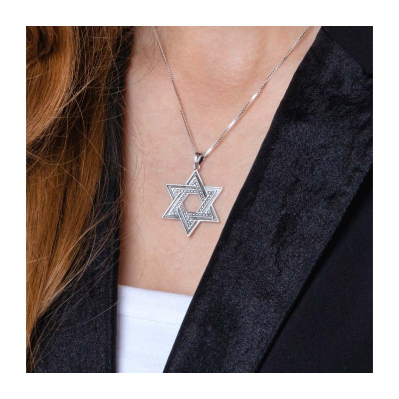 Sterling Silver Pendant Necklace Large St... | Jewish Gift from Israel