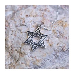 Sterling Silver Pendant Necklace Large St... | Jewish Gift from Israel