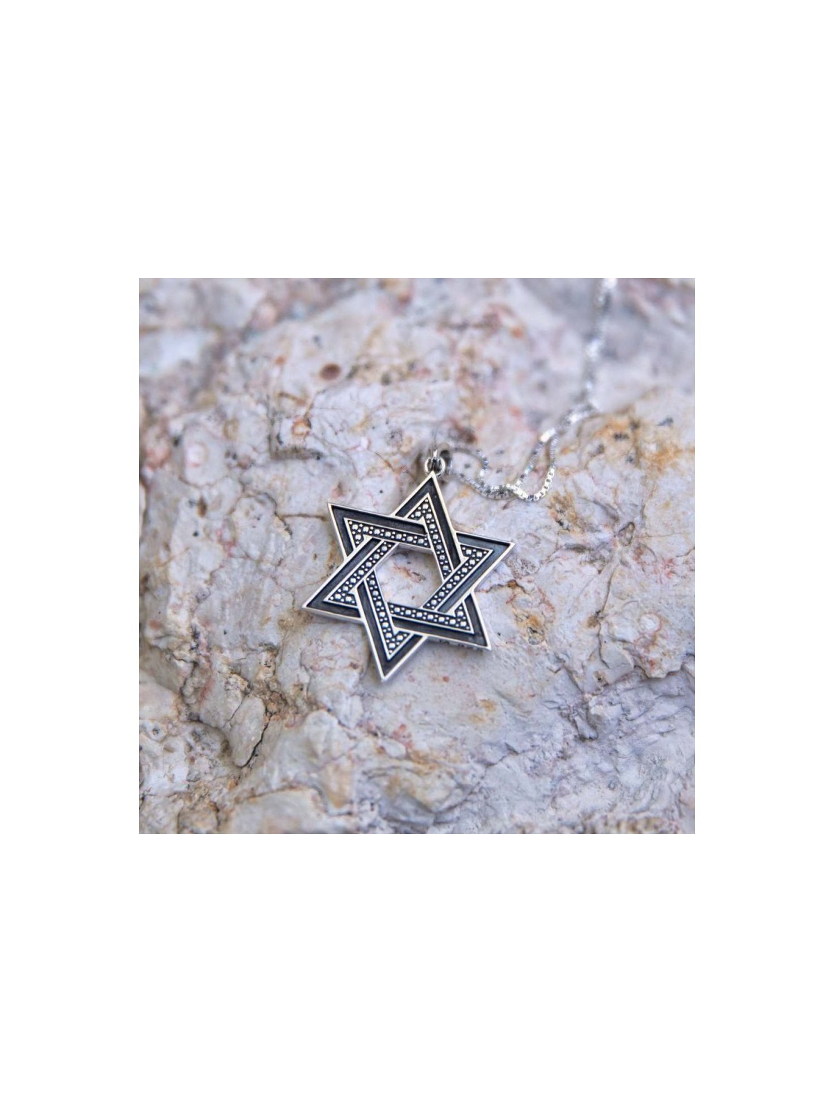 Sterling Silver Pendant Necklace Large St... | Jewish Gift from Israel