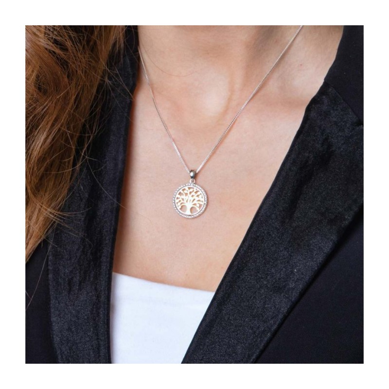 Collier Pendentif Bicolore Plaqué Or Arbre de Vie... | Pendentif juif
