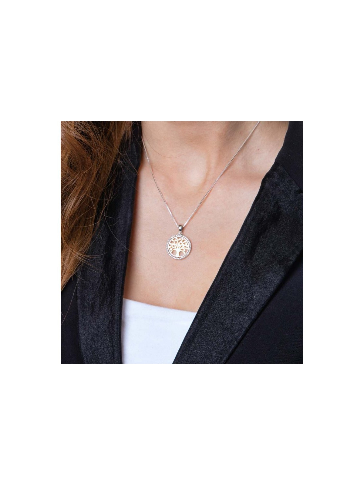 Collier Pendentif Bicolore Plaqué Or Arbre de Vie... | Pendentif juif