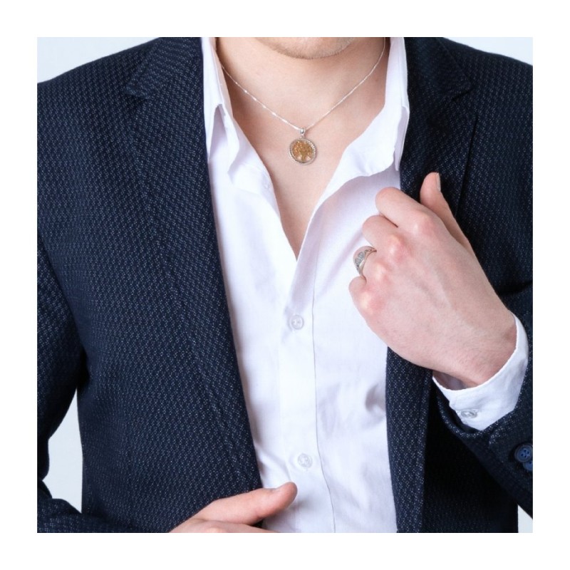Collier Pendentif Bicolore Plaqué Or Arbre de Vie... | Pendentif juif