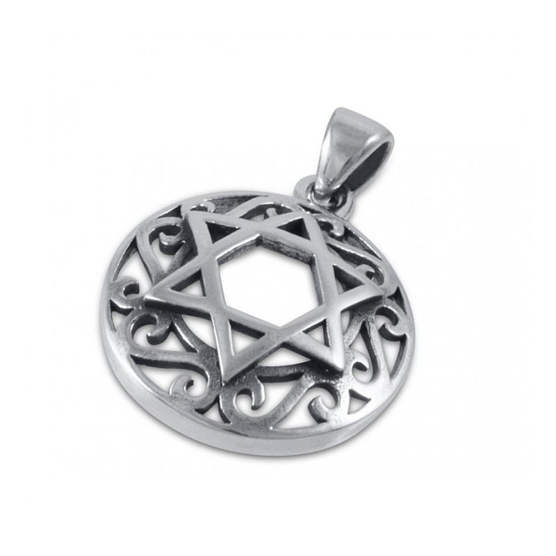 Decorative Star of David with Swirls Sterling Silver ... | Men Jewelry