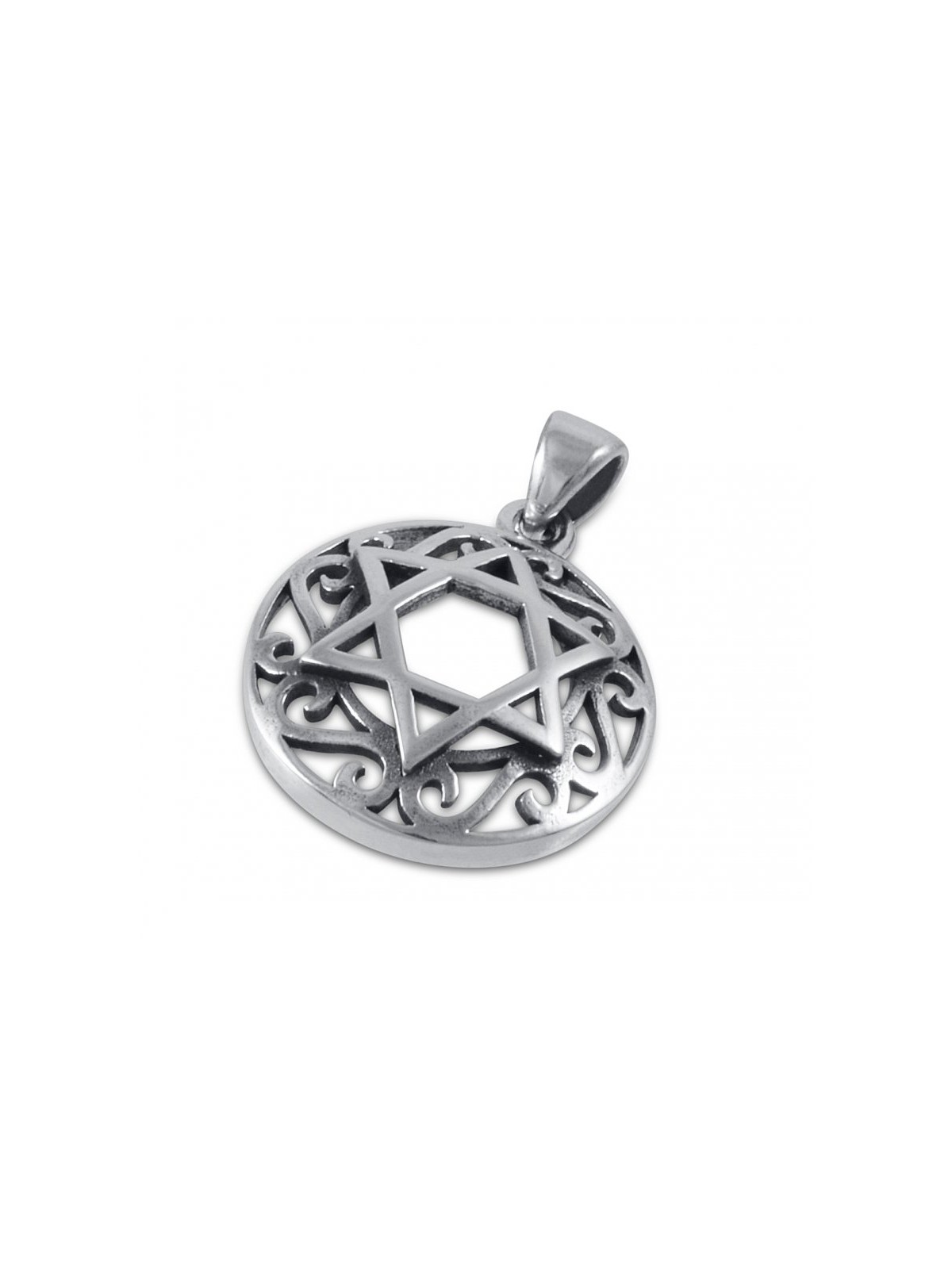 Decorative Star of David with Swirls Sterling Silver ... | Men Jewelry