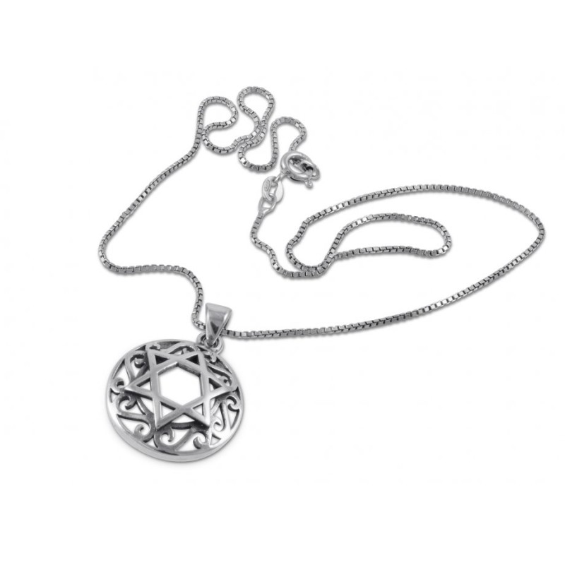 Decorative Star of David with Swirls Sterling Silver ... | Men Jewelry
