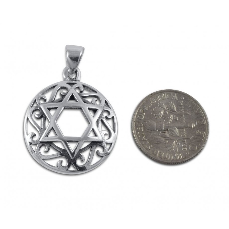 Decorative Star of David with Swirls Sterling Silver ... | Men Jewelry