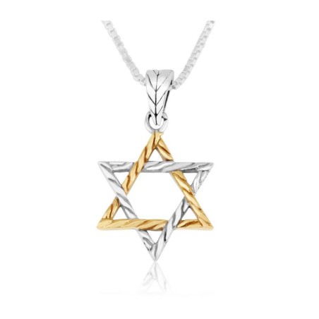 Two Tone Sterling Silver and Gold Plated ... | Jewish Gift from Israel