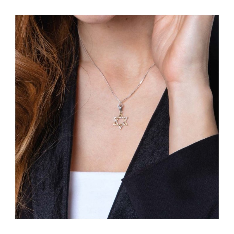 Two Tone Sterling Silver and Gold Plated ... | Jewish Gift from Israel