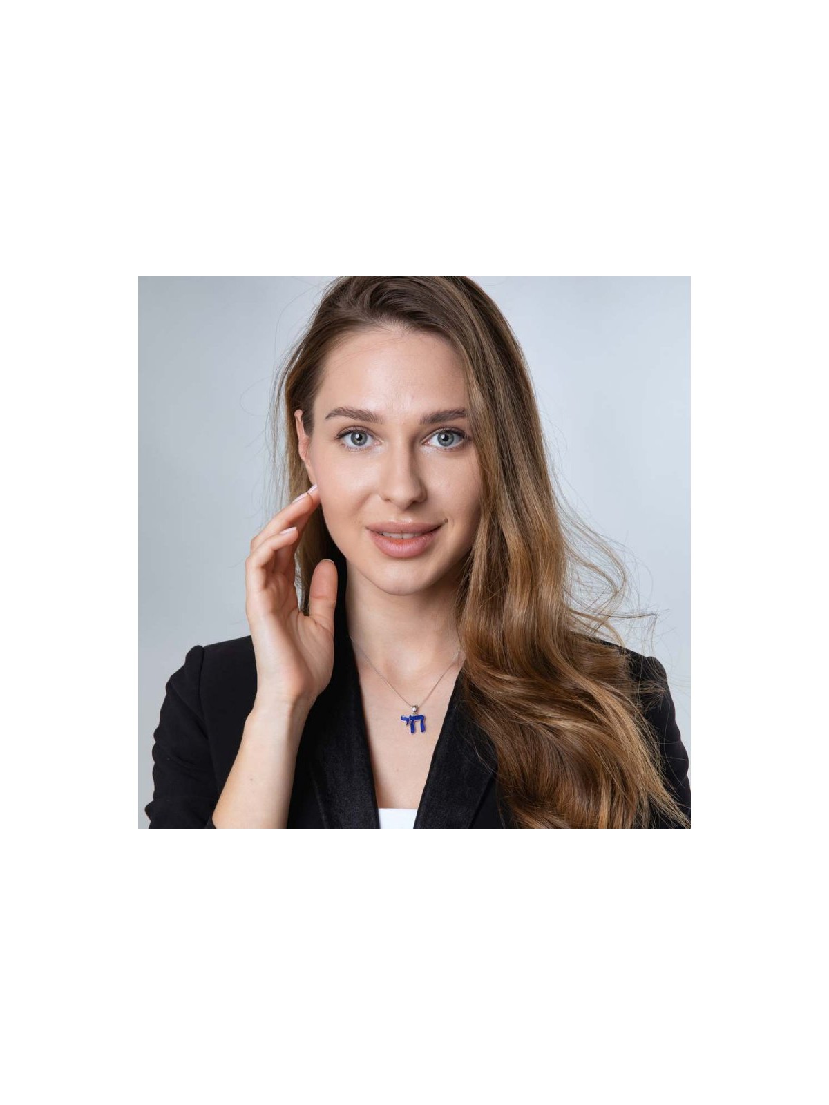 Sterling Silver Pendant Necklace Blue E... | Chai Necklaces & Pendants