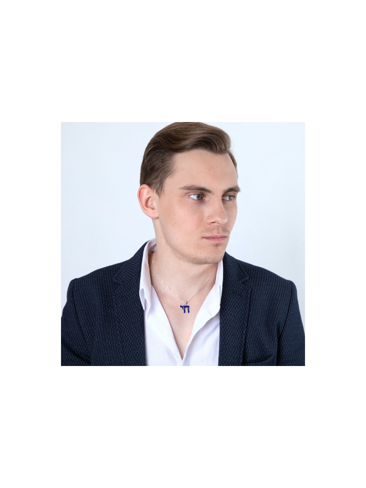 Sterling Silver Pendant Necklace Blue E... | Chai Necklaces & Pendants