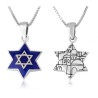 Sterling Silver Pendant Necklace Star of David Blu... | Jewish Pendant