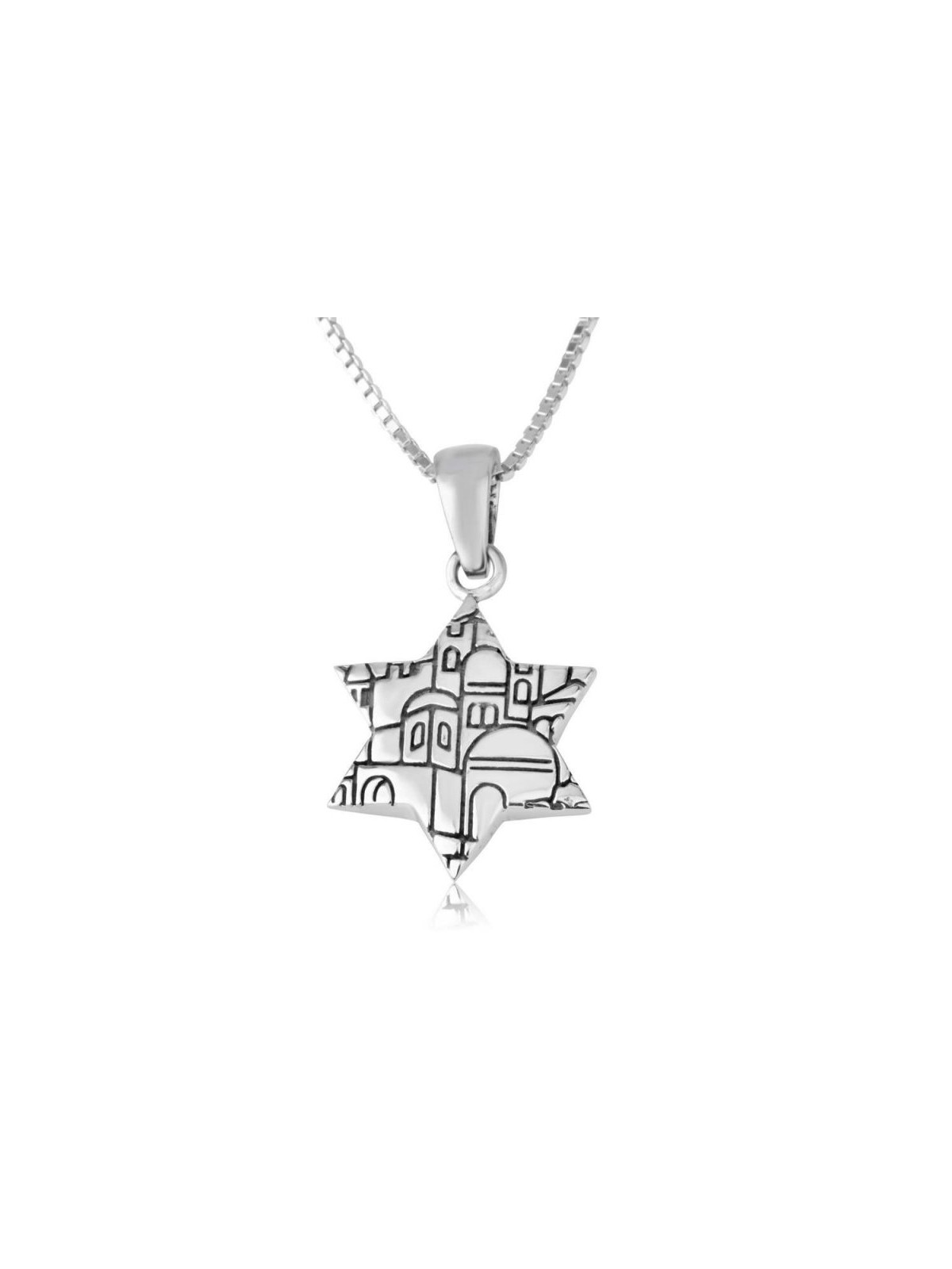 Sterling Silver Pendant Necklace Star of David Blu... | Jewish Pendant