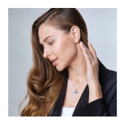 Sterling Silver Pendant Necklace Star of David Blu... | Jewish Pendant