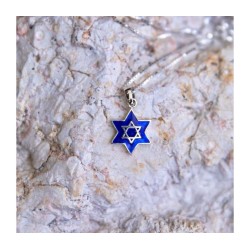 Sterling Silver Pendant Necklace Star of David Blu... | Jewish Pendant