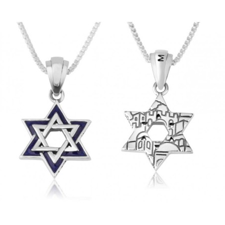 Sterling Silver Pendant Necklace Double S... | Jewish Gift from Israel