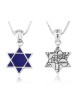 Sterling Silver Pendant Necklace Blue Enamel Star ... | Jewish Pendant