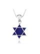 Sterling Silver Pendant Necklace Blue Enamel Star ... | Jewish Pendant