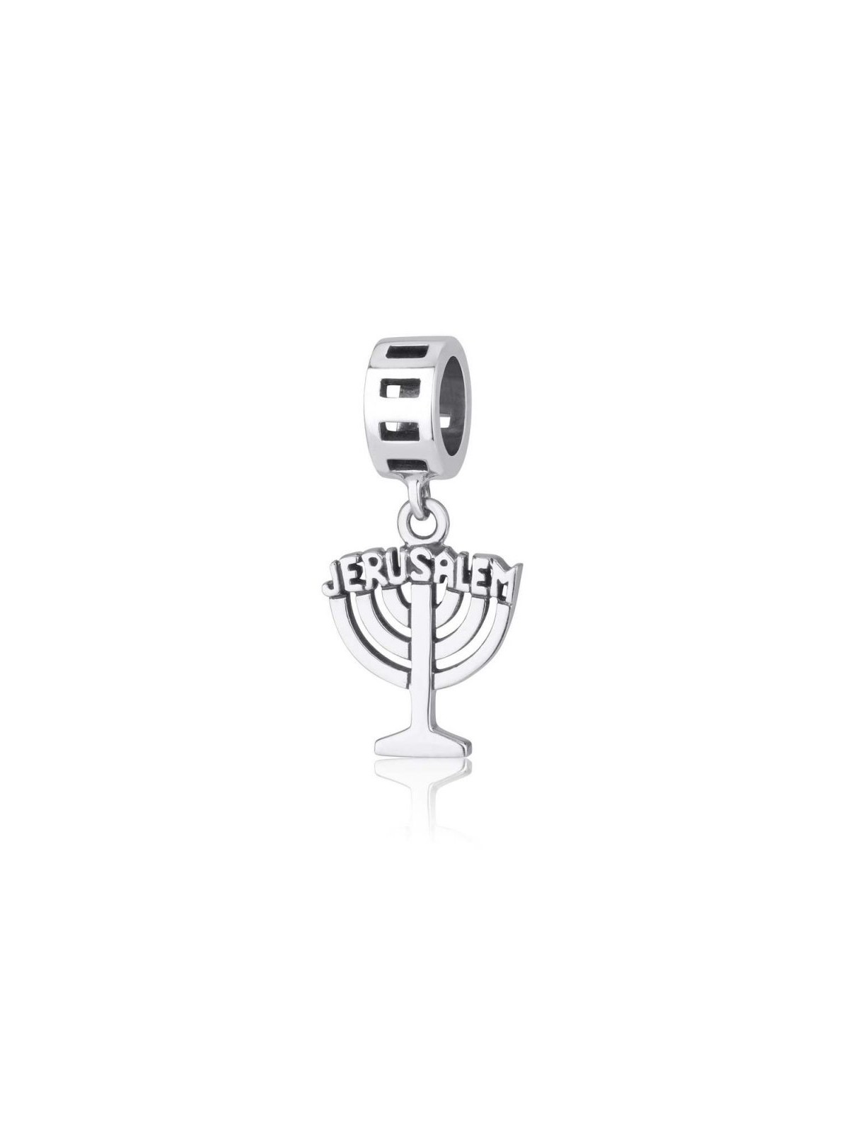 Sterling Silver Jerusalem Menorah Charm | Judaica Charms