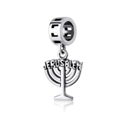 Sterling Silver Jerusalem Menorah Charm | Judaica Charms